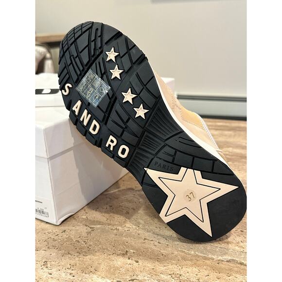 NEW in box Sandro Camel Mesh Nubuck + Leather Sneakers 37 / 6.5 - Picture 8 of 9